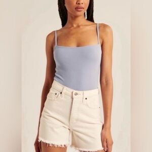 Abercrombie & Fitch Soft A&F Rib Bodysuit Size L Powder Blue Knot Back Detail